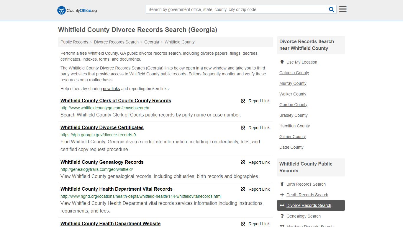 Whitfield County Divorce Records Search (Georgia) - County Office