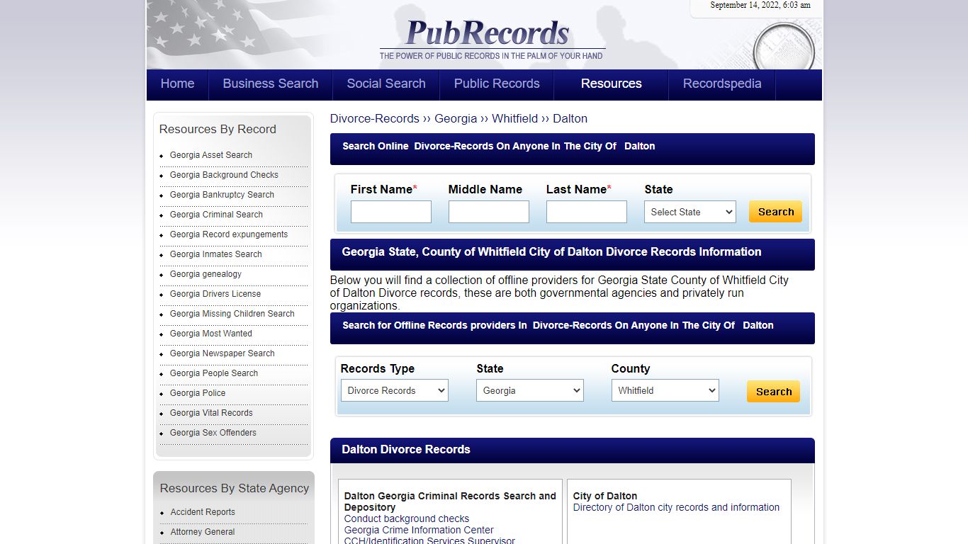 Dalton, Whitfield County, Georgia Divorce Records